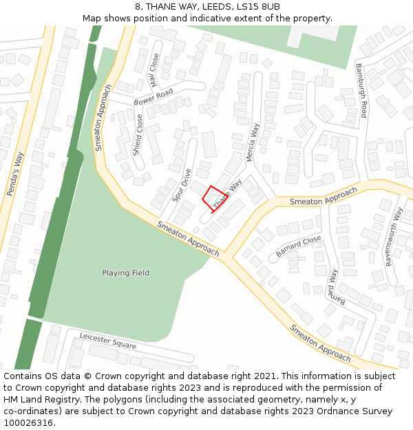 8, THANE WAY, LEEDS, LS15 8UB: Location map and indicative extent of plot