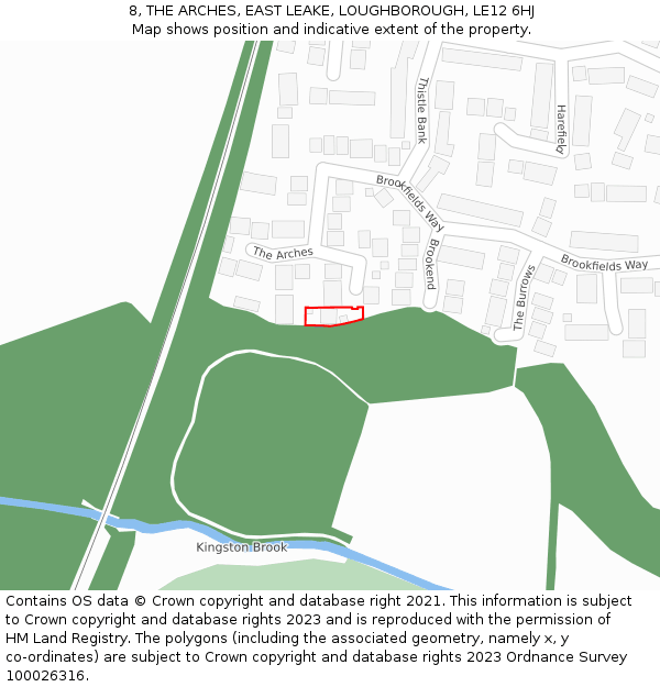 8, THE ARCHES, EAST LEAKE, LOUGHBOROUGH, LE12 6HJ: Location map and indicative extent of plot