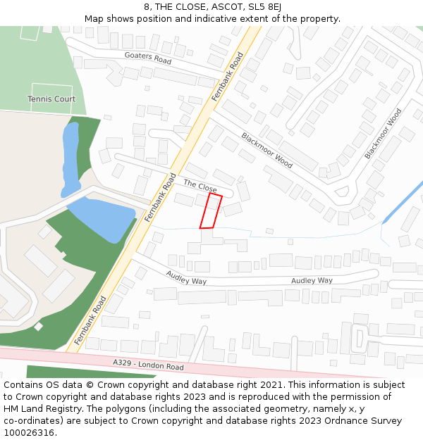 8, THE CLOSE, ASCOT, SL5 8EJ: Location map and indicative extent of plot