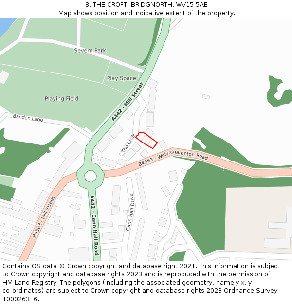 8, THE CROFT, BRIDGNORTH, WV15 5AE: Location map and indicative extent of plot