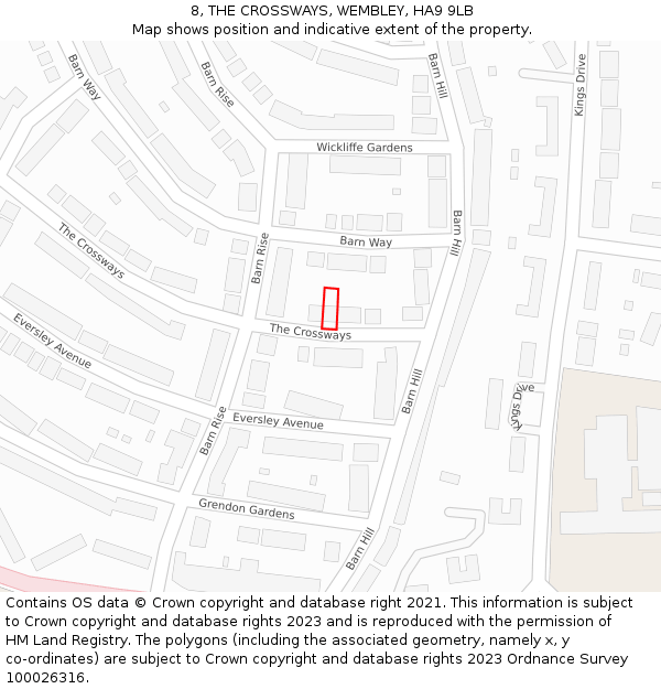8, THE CROSSWAYS, WEMBLEY, HA9 9LB: Location map and indicative extent of plot