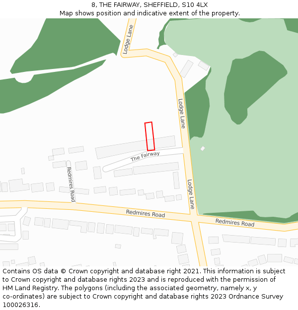 8, THE FAIRWAY, SHEFFIELD, S10 4LX: Location map and indicative extent of plot