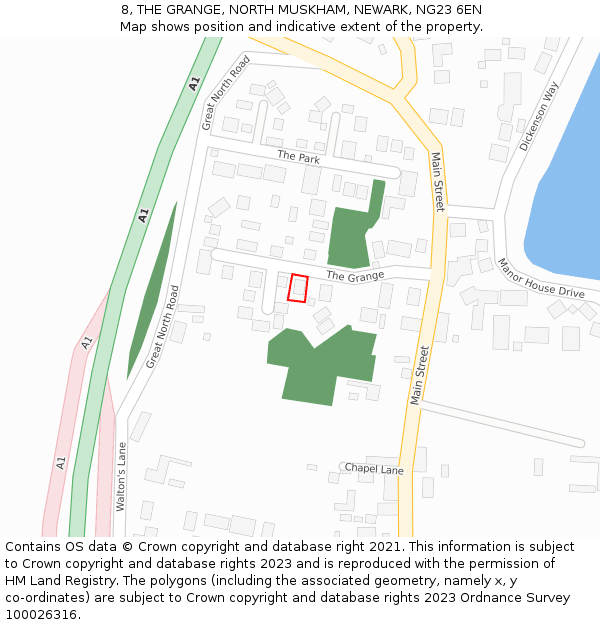 8, THE GRANGE, NORTH MUSKHAM, NEWARK, NG23 6EN: Location map and indicative extent of plot