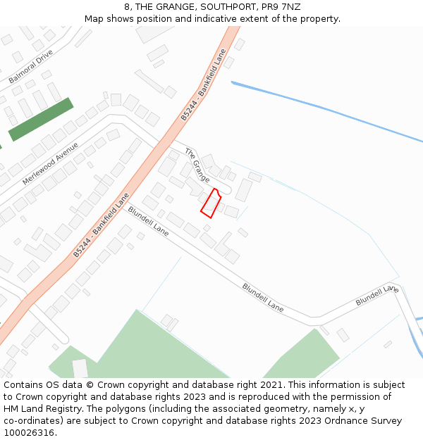 8, THE GRANGE, SOUTHPORT, PR9 7NZ: Location map and indicative extent of plot