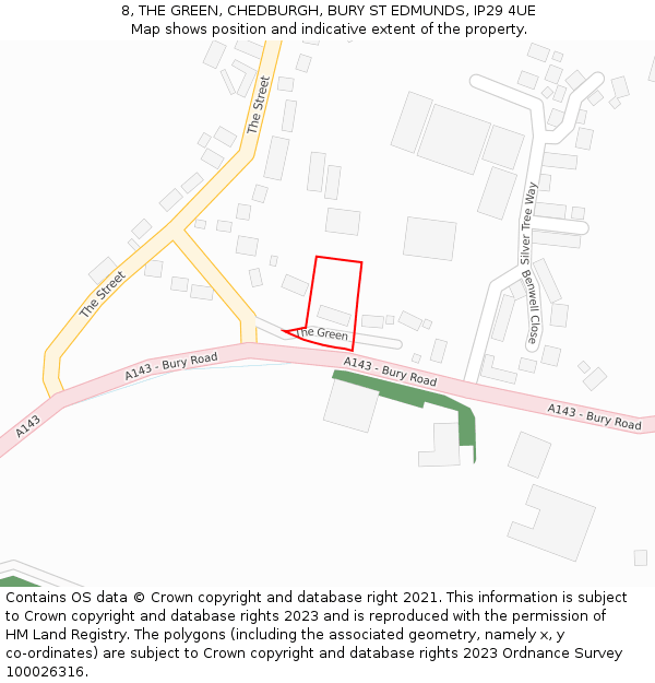 8, THE GREEN, CHEDBURGH, BURY ST EDMUNDS, IP29 4UE: Location map and indicative extent of plot