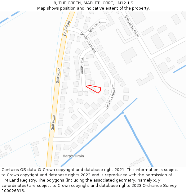 8, THE GREEN, MABLETHORPE, LN12 1JS: Location map and indicative extent of plot