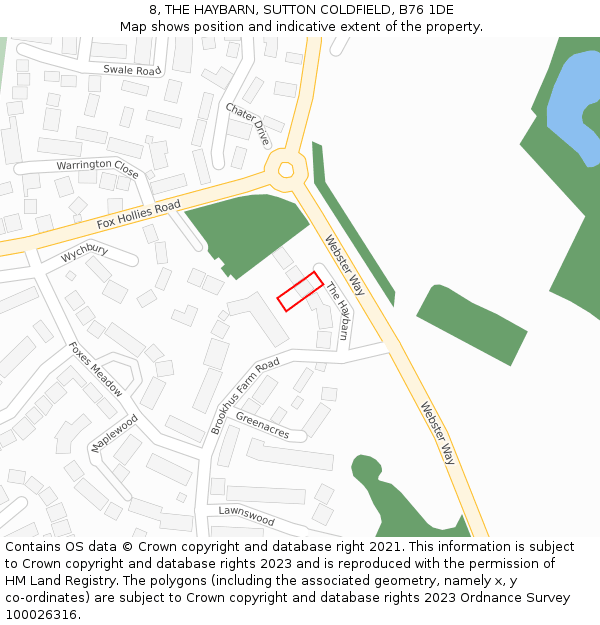 8, THE HAYBARN, SUTTON COLDFIELD, B76 1DE: Location map and indicative extent of plot