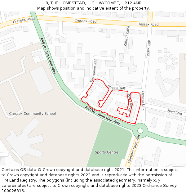 8, THE HOMESTEAD, HIGH WYCOMBE, HP12 4NP: Location map and indicative extent of plot