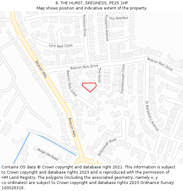 8, THE HURST, SKEGNESS, PE25 1HP: Location map and indicative extent of plot