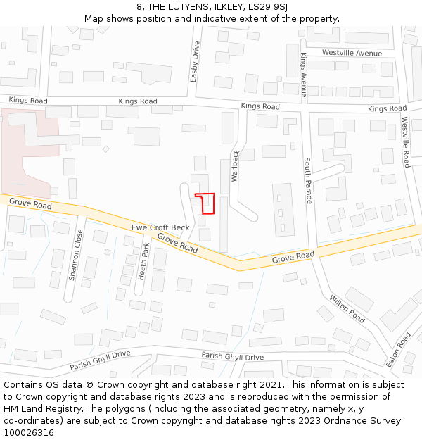 8, THE LUTYENS, ILKLEY, LS29 9SJ: Location map and indicative extent of plot