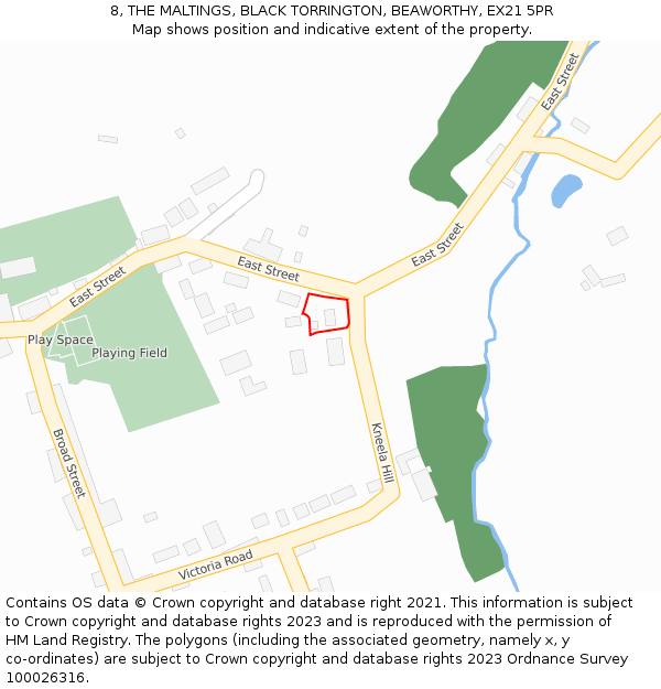 8, THE MALTINGS, BLACK TORRINGTON, BEAWORTHY, EX21 5PR: Location map and indicative extent of plot