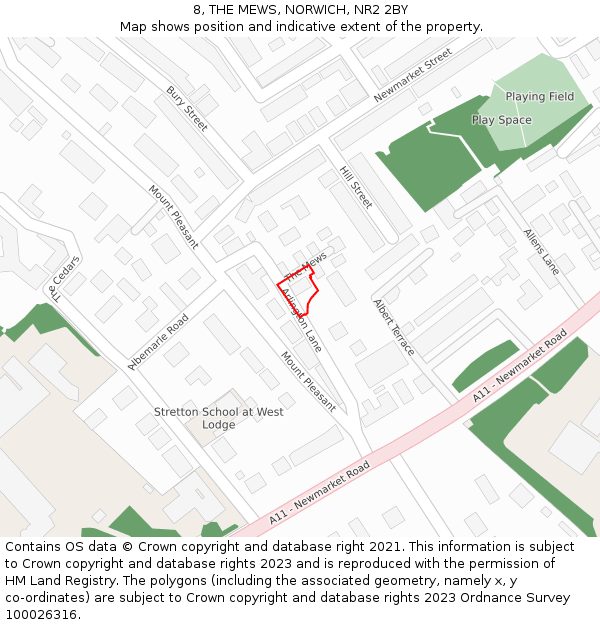 8, THE MEWS, NORWICH, NR2 2BY: Location map and indicative extent of plot