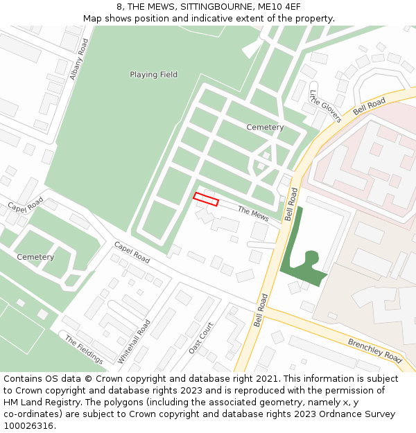 8, THE MEWS, SITTINGBOURNE, ME10 4EF: Location map and indicative extent of plot