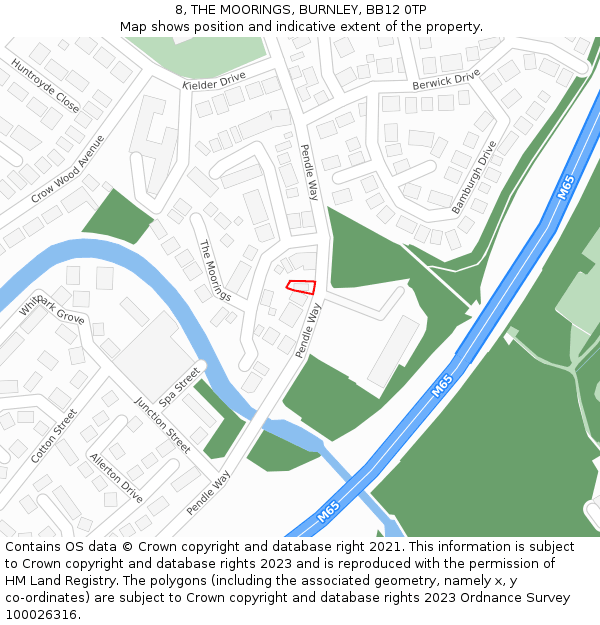 8, THE MOORINGS, BURNLEY, BB12 0TP: Location map and indicative extent of plot