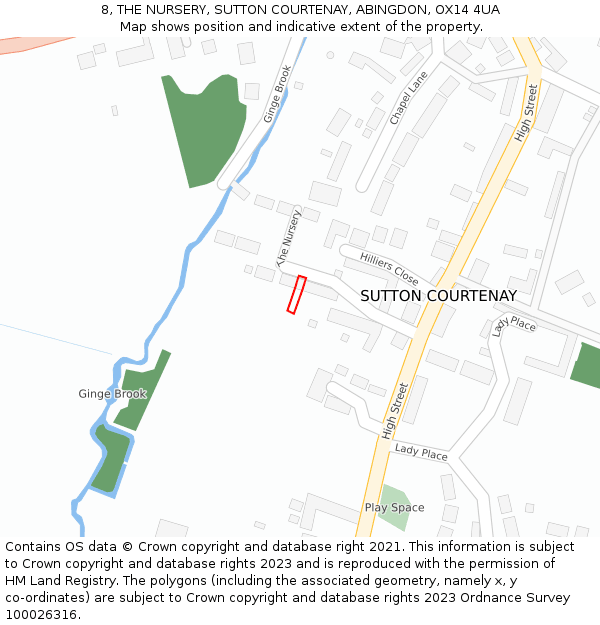 8, THE NURSERY, SUTTON COURTENAY, ABINGDON, OX14 4UA: Location map and indicative extent of plot