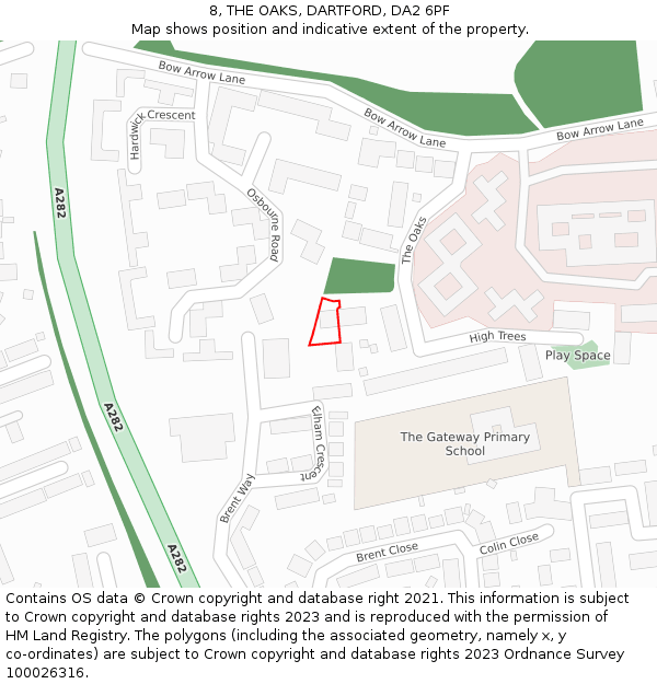 8, THE OAKS, DARTFORD, DA2 6PF: Location map and indicative extent of plot