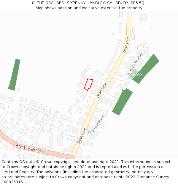 8, THE ORCHARD, SIXPENNY HANDLEY, SALISBURY, SP5 5QL: Location map and indicative extent of plot