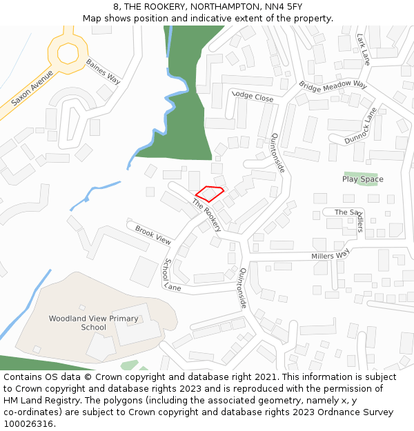8, THE ROOKERY, NORTHAMPTON, NN4 5FY: Location map and indicative extent of plot