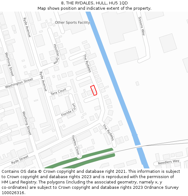 8, THE RYDALES, HULL, HU5 1QD: Location map and indicative extent of plot