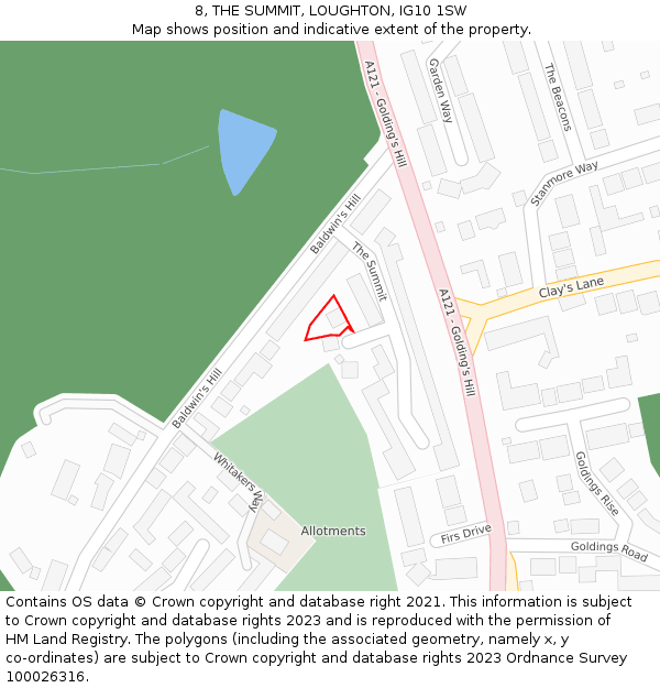8, THE SUMMIT, LOUGHTON, IG10 1SW: Location map and indicative extent of plot