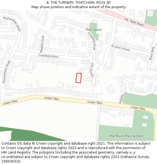 8, THE TURNERY, THATCHAM, RG19 3JY: Location map and indicative extent of plot