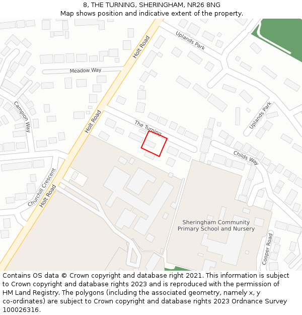 8, THE TURNING, SHERINGHAM, NR26 8NG: Location map and indicative extent of plot