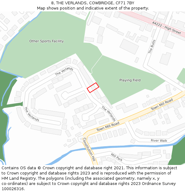 8, THE VERLANDS, COWBRIDGE, CF71 7BY: Location map and indicative extent of plot