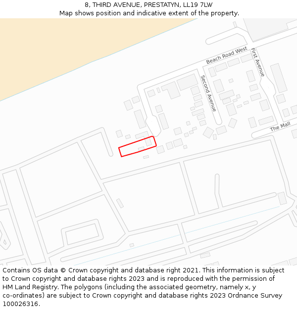 8, THIRD AVENUE, PRESTATYN, LL19 7LW: Location map and indicative extent of plot