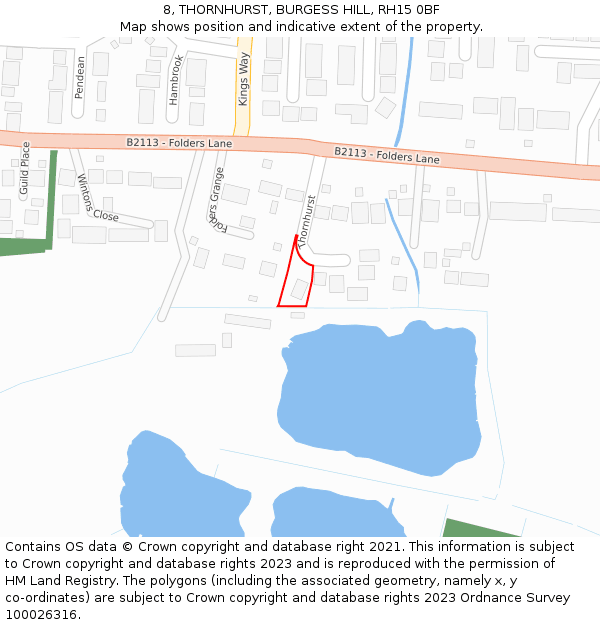 8, THORNHURST, BURGESS HILL, RH15 0BF: Location map and indicative extent of plot