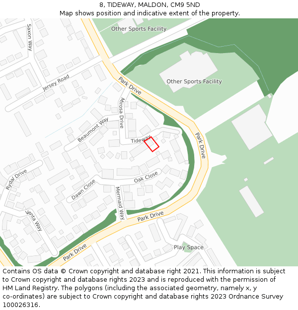8, TIDEWAY, MALDON, CM9 5ND: Location map and indicative extent of plot