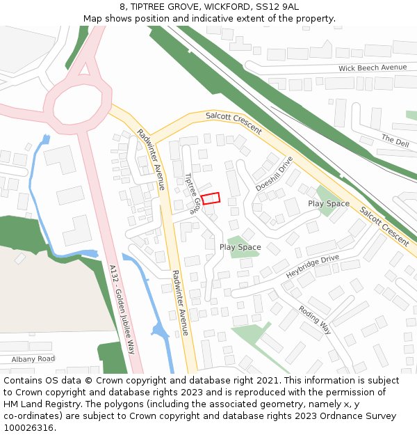 8, TIPTREE GROVE, WICKFORD, SS12 9AL: Location map and indicative extent of plot