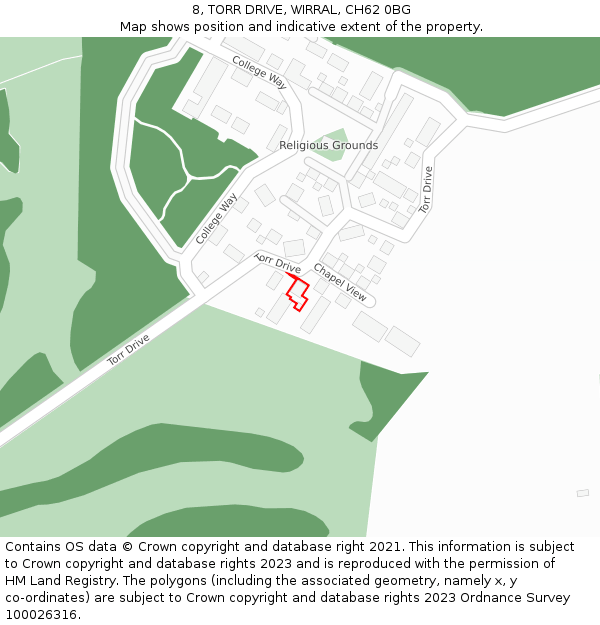 8, TORR DRIVE, WIRRAL, CH62 0BG: Location map and indicative extent of plot