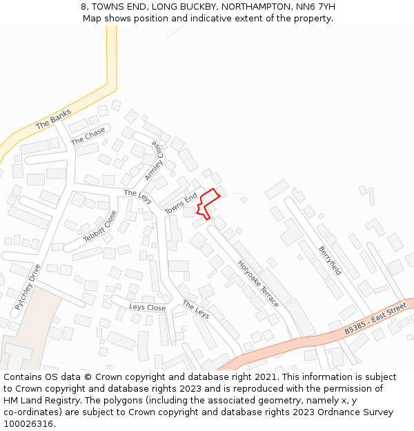 8, TOWNS END, LONG BUCKBY, NORTHAMPTON, NN6 7YH: Location map and indicative extent of plot