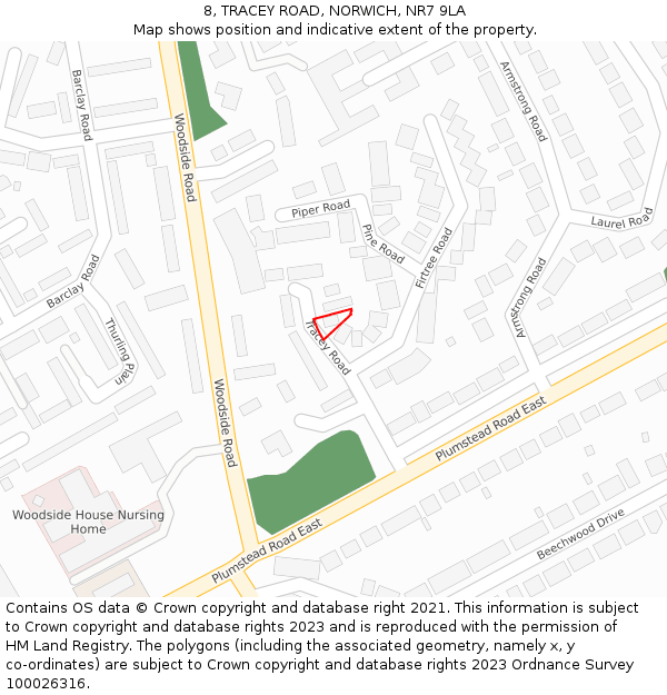 8, TRACEY ROAD, NORWICH, NR7 9LA: Location map and indicative extent of plot