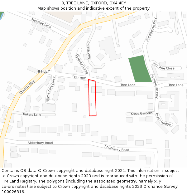 8, TREE LANE, OXFORD, OX4 4EY: Location map and indicative extent of plot