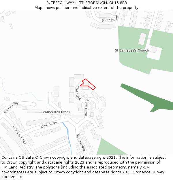 8, TREFOIL WAY, LITTLEBOROUGH, OL15 8RR: Location map and indicative extent of plot