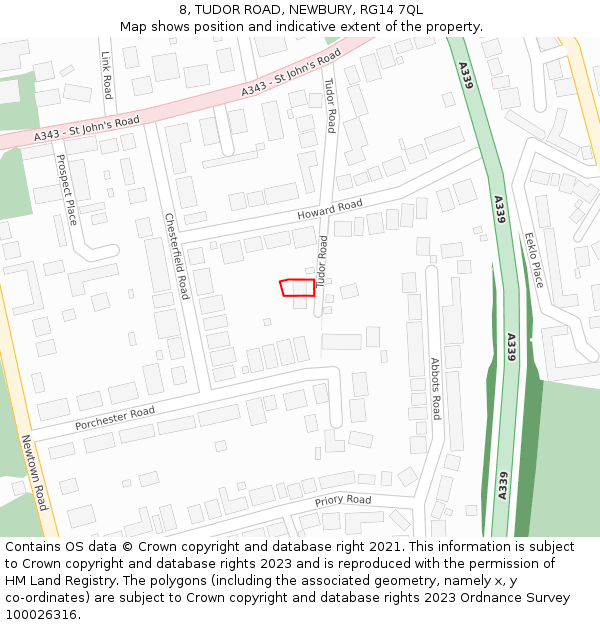 8, TUDOR ROAD, NEWBURY, RG14 7QL: Location map and indicative extent of plot