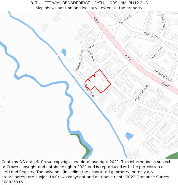 8, TULLETT WAY, BROADBRIDGE HEATH, HORSHAM, RH12 3UD: Location map and indicative extent of plot