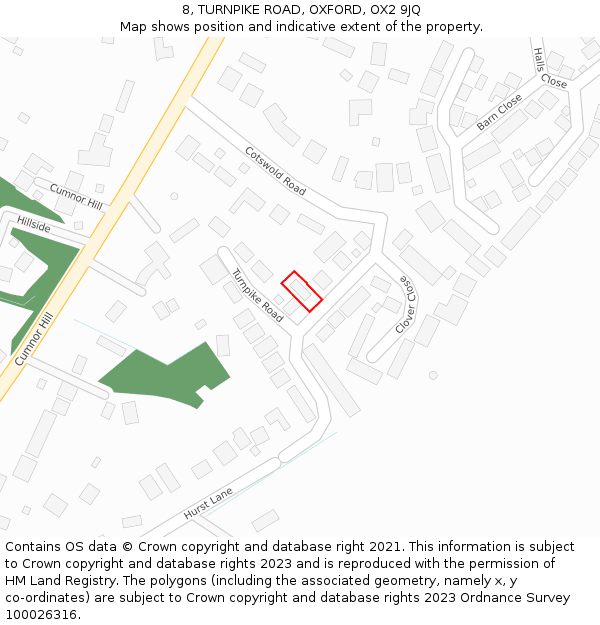 8, TURNPIKE ROAD, OXFORD, OX2 9JQ: Location map and indicative extent of plot