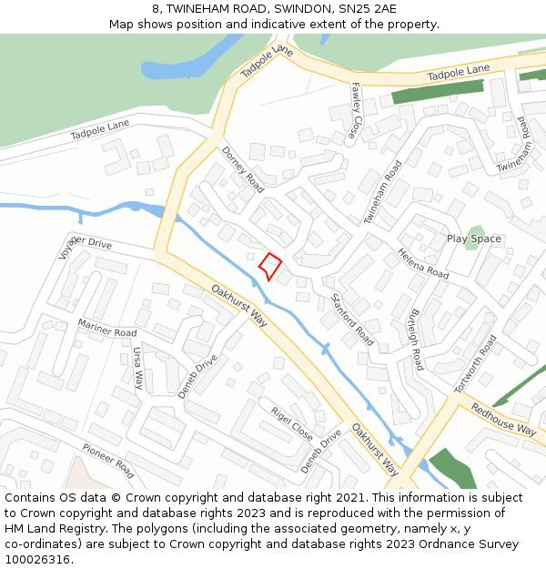 8, TWINEHAM ROAD, SWINDON, SN25 2AE: Location map and indicative extent of plot