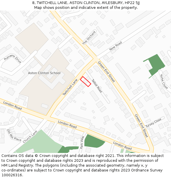 8, TWITCHELL LANE, ASTON CLINTON, AYLESBURY, HP22 5JJ: Location map and indicative extent of plot