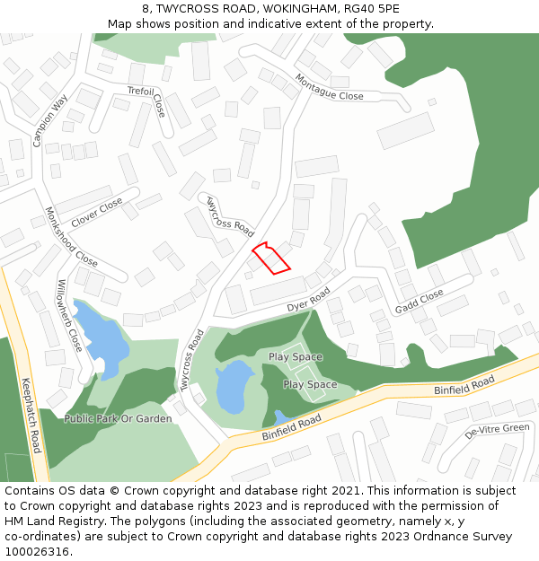 8, TWYCROSS ROAD, WOKINGHAM, RG40 5PE: Location map and indicative extent of plot