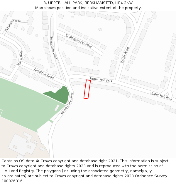 8, UPPER HALL PARK, BERKHAMSTED, HP4 2NW: Location map and indicative extent of plot