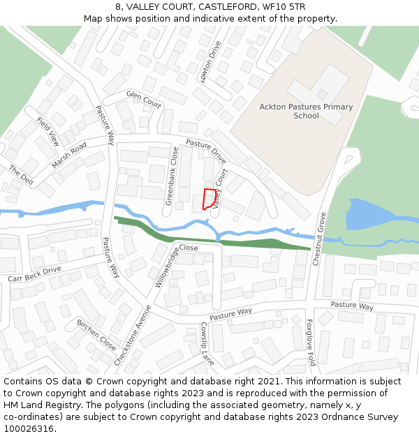 8, VALLEY COURT, CASTLEFORD, WF10 5TR: Location map and indicative extent of plot