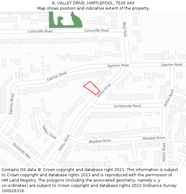 8, VALLEY DRIVE, HARTLEPOOL, TS26 0AX: Location map and indicative extent of plot