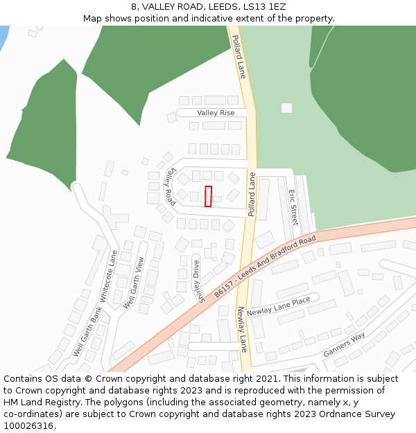 8, VALLEY ROAD, LEEDS, LS13 1EZ: Location map and indicative extent of plot