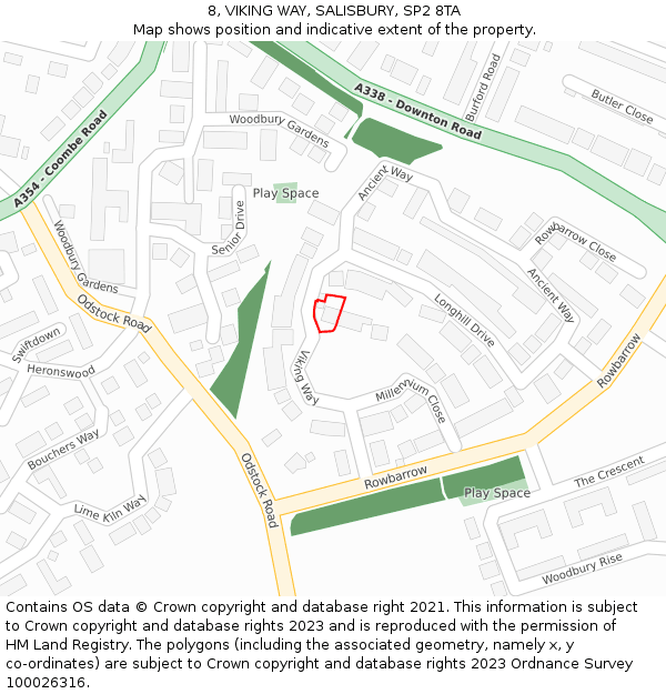 8, VIKING WAY, SALISBURY, SP2 8TA: Location map and indicative extent of plot