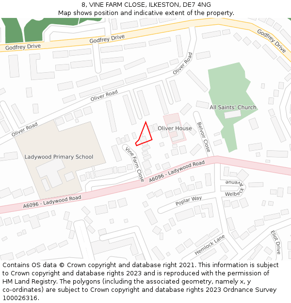 8, VINE FARM CLOSE, ILKESTON, DE7 4NG: Location map and indicative extent of plot