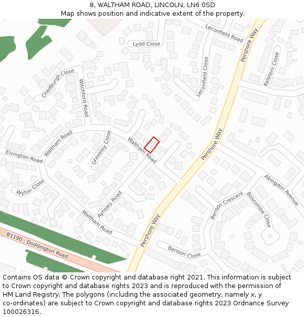 8, WALTHAM ROAD, LINCOLN, LN6 0SD: Location map and indicative extent of plot