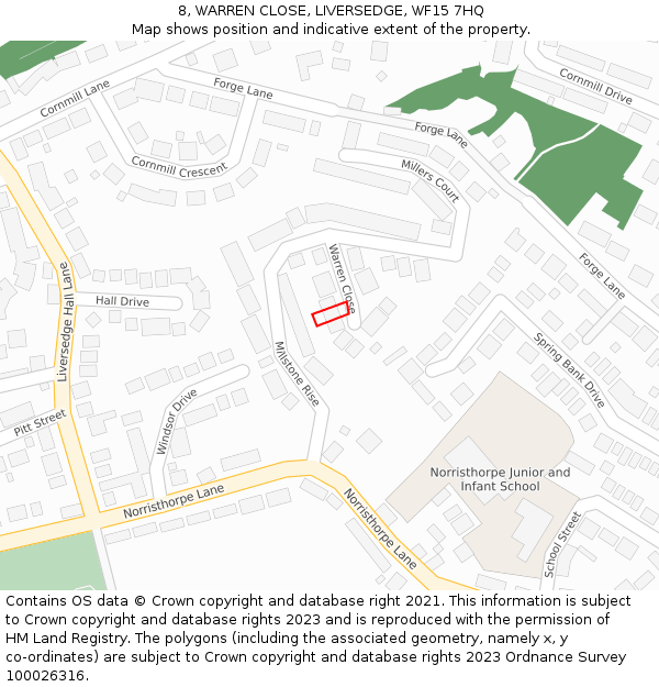 8, WARREN CLOSE, LIVERSEDGE, WF15 7HQ: Location map and indicative extent of plot